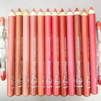 Matte Lip Pencil Set 12 Shades Long Lasting Smudge Proof
