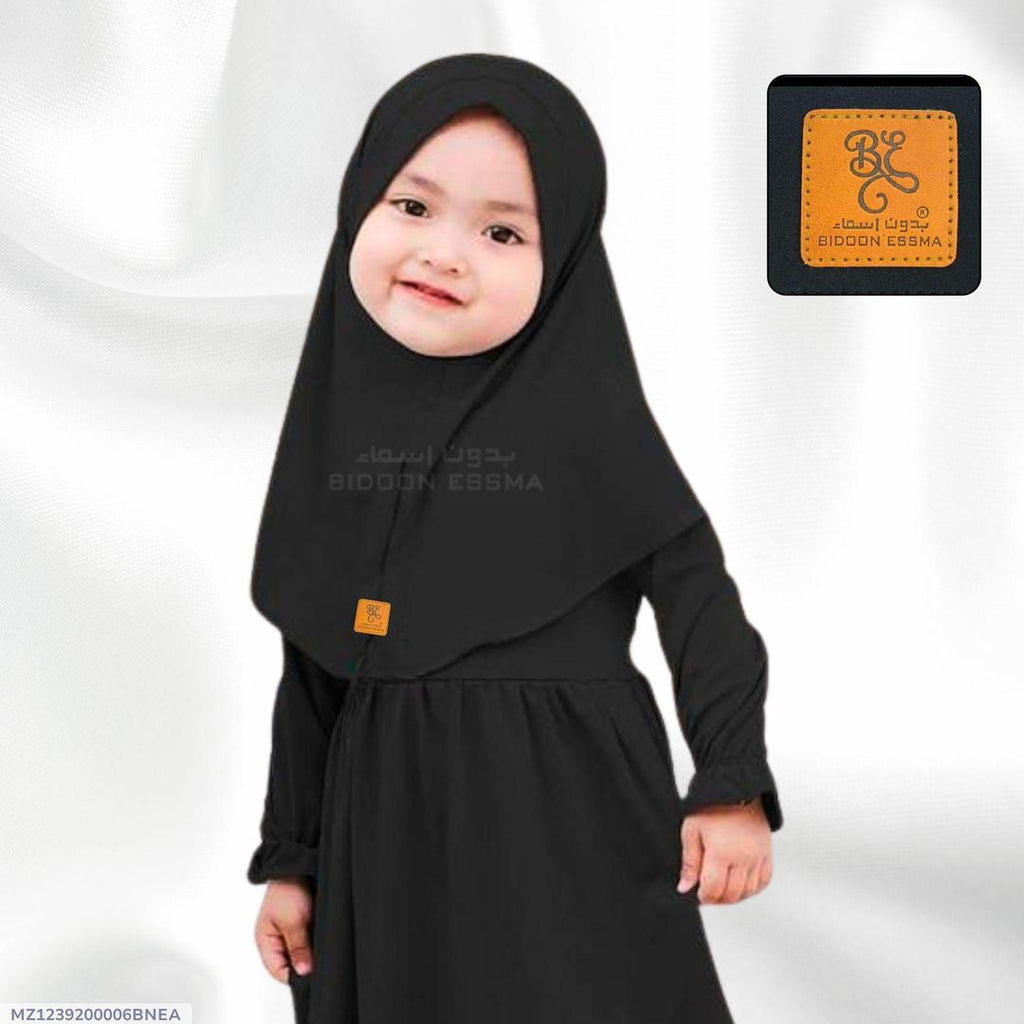 Premium Quality Black Makhna Hijab for Girls 1-4Yrs