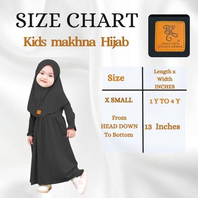 Premium Quality Black Makhna Hijab for Girls 1-4Yrs