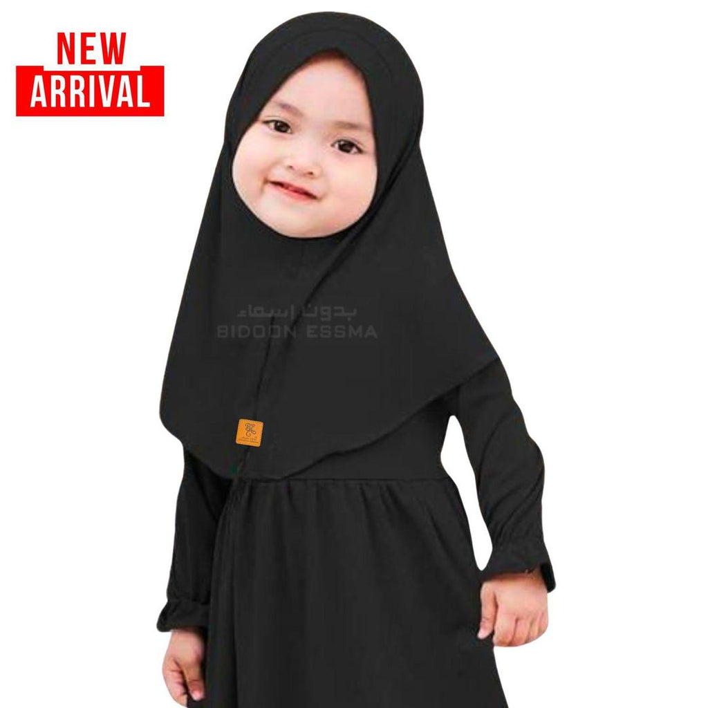 Premium Quality Black Makhna Hijab for Girls 1-4Yrs