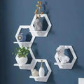 Hexagonal Wall Shelves Set of 4 Black Copper MDF A