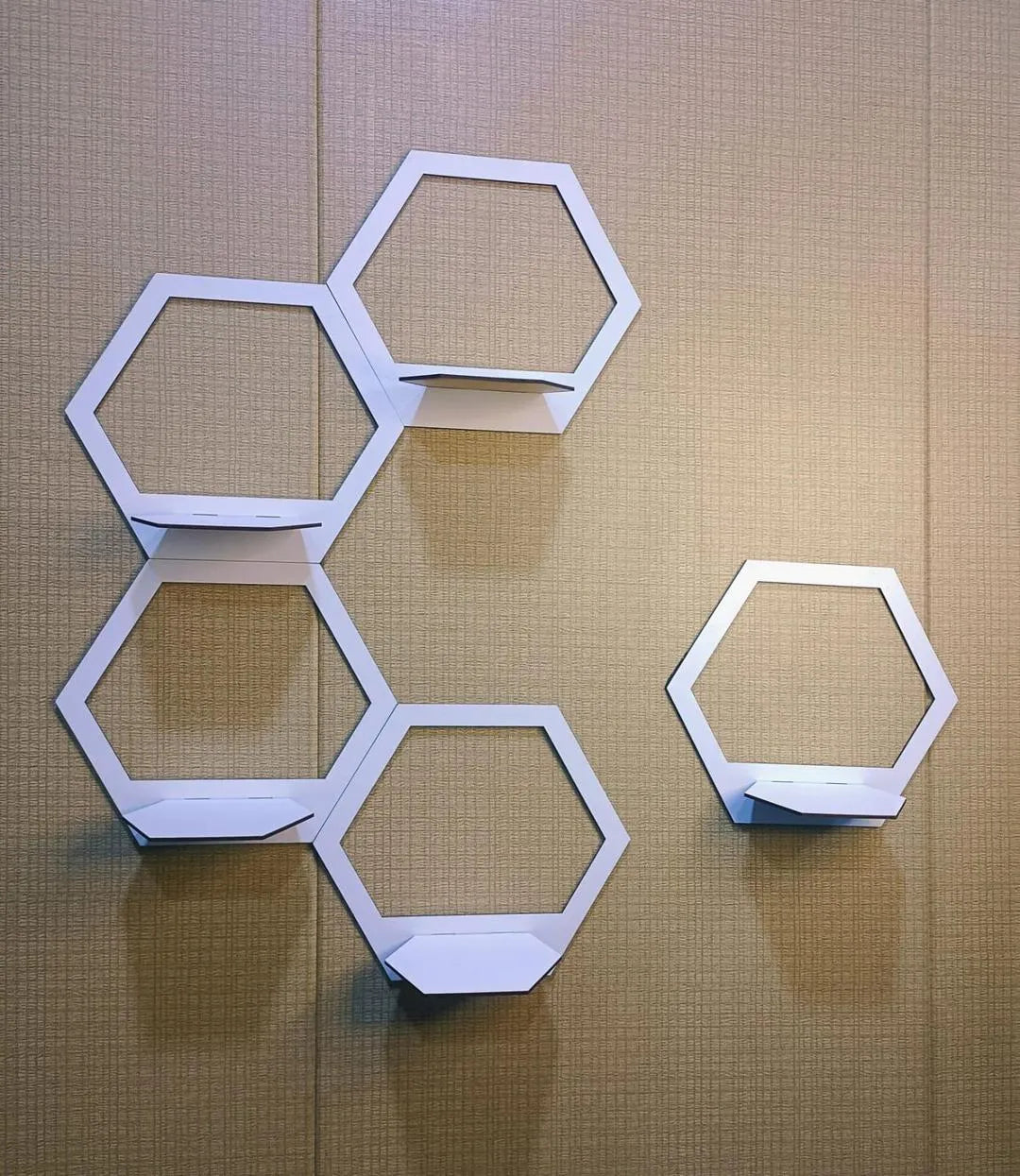 Hexagonal Wall Shelves Set of 4 Black Copper MDF A