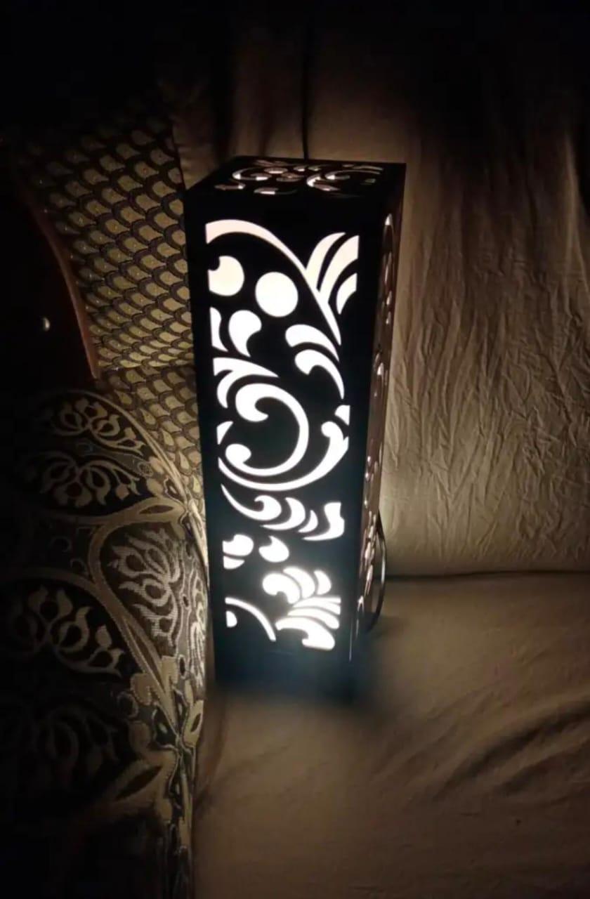 Rechargeable Wooden Table Lamp with Laser Cut Design
