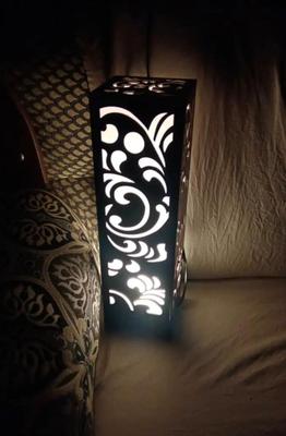 Rechargeable Wooden Table Lamp with Laser Cut Design