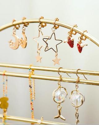 Gold Metal Jewelry & Earring Organizer Rack