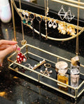 Gold Metal Jewelry & Earring Organizer Rack