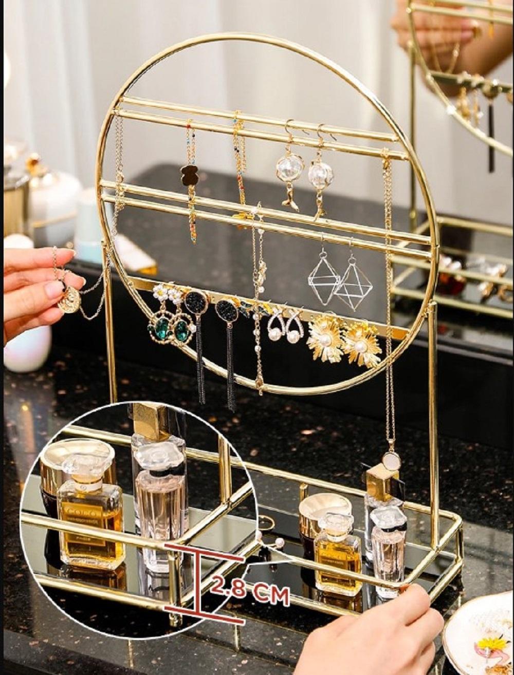 Gold Metal Jewelry & Earring Organizer Rack