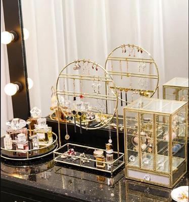 Gold Metal Jewelry & Earring Organizer Rack