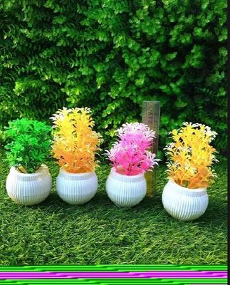 4 Pcs Colorful Plastic Planters Set for Home Decor