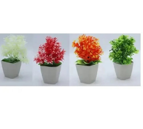 4 Pcs Colorful Plastic Planters Set for Home Decor