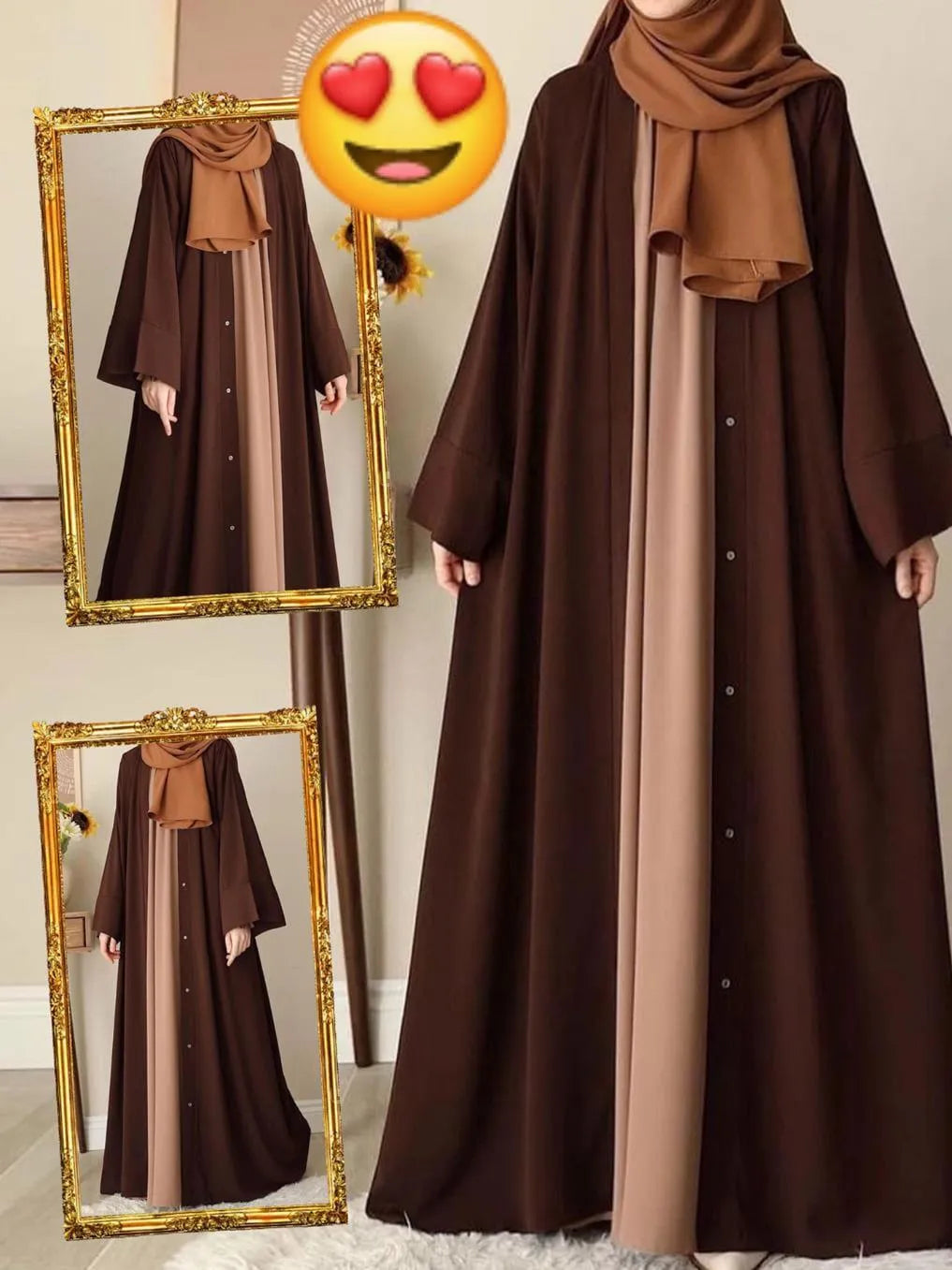 Chocolaty Gown Abaya With Stoller Georgette Brown
