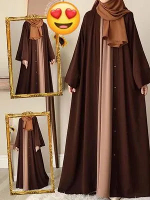 Chocolaty Gown Abaya With Stoller Georgette Brown