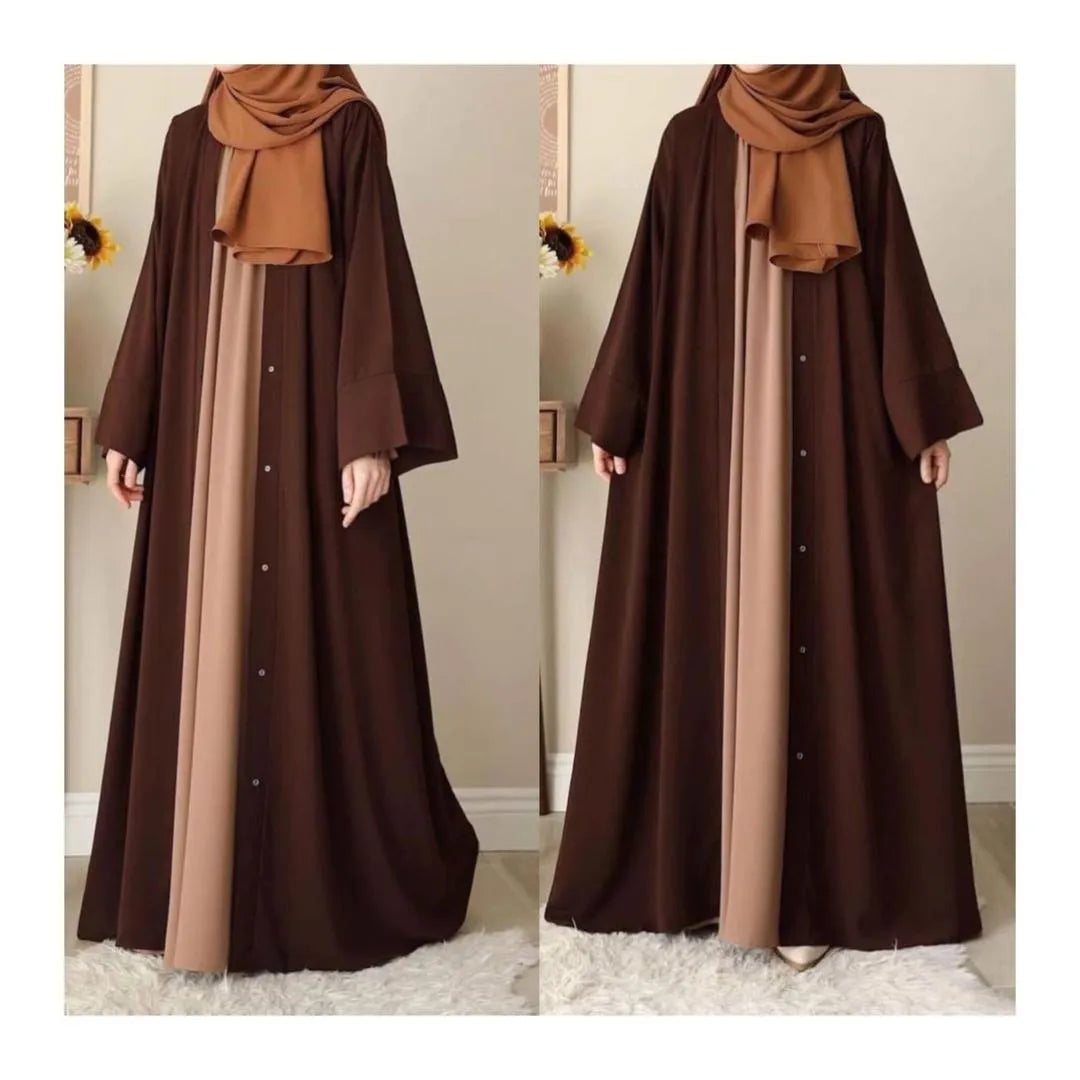 Chocolaty Gown Abaya With Stoller Georgette Brown