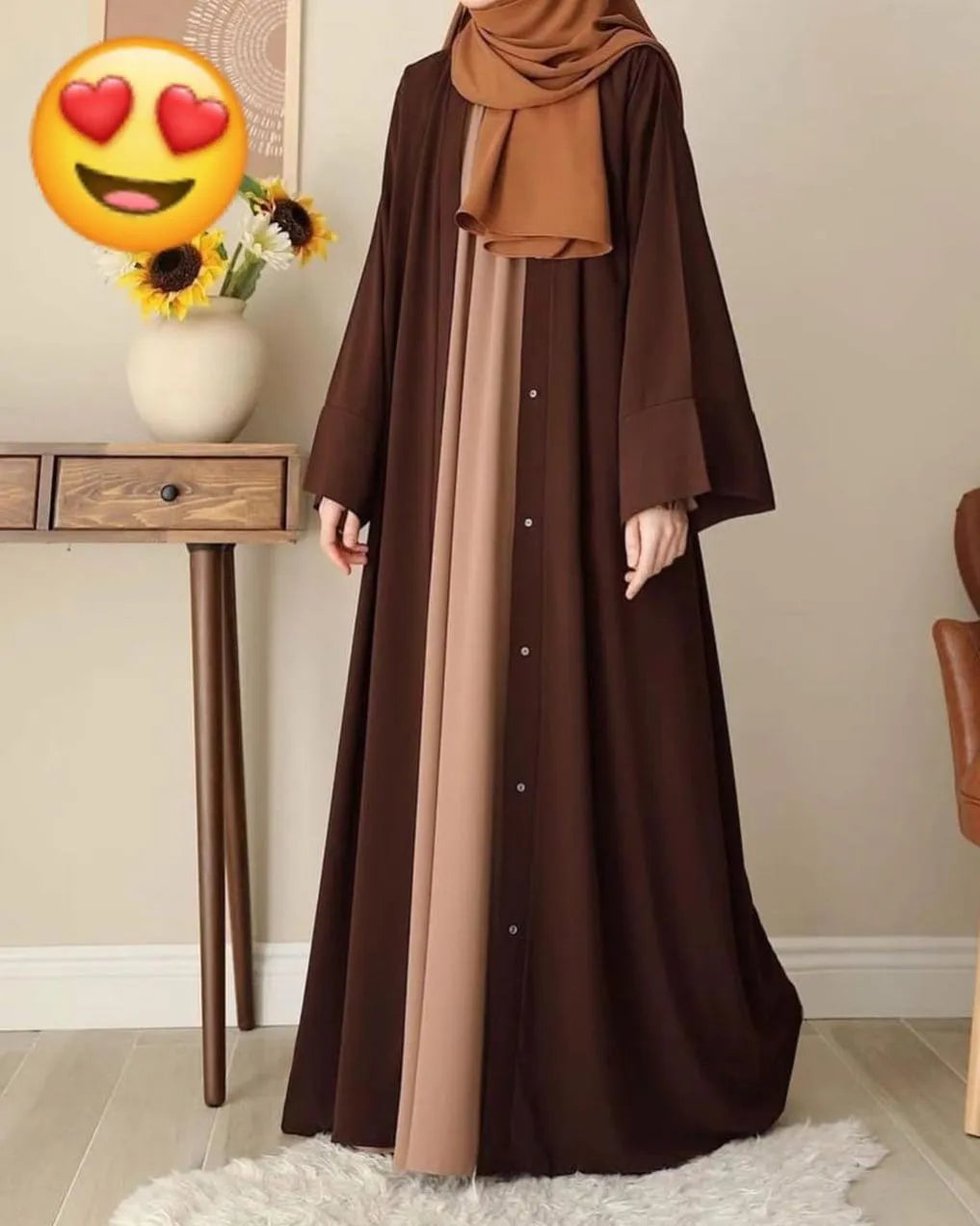 Chocolaty Gown Abaya With Stoller Georgette Brown