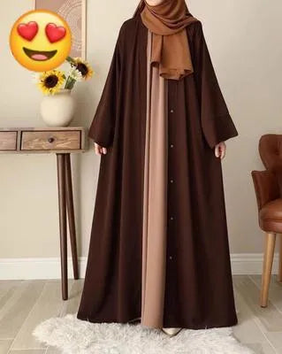 Chocolaty Gown Abaya With Stoller Georgette Brown