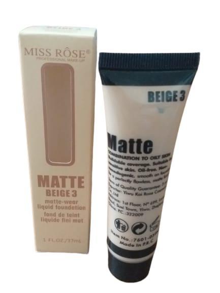 Matte Liquid Foundation N3 Beige 3 Full Coverage Lightweight