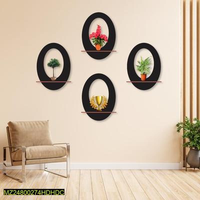 Hexagonal Wall Shelves Set of 4 Black Copper MDF