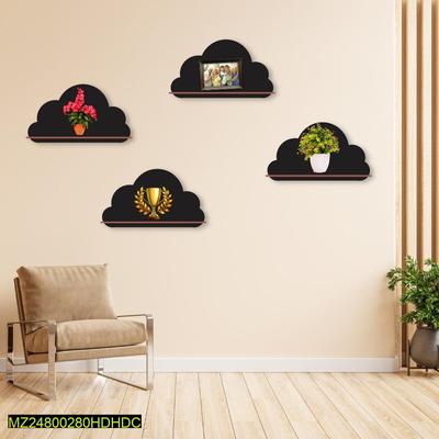 Hexagonal Wall Shelves Set of 4 Black Copper MDF