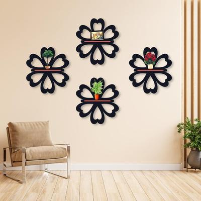 Hexagonal Wall Shelves Set of 4 Black Copper MDF