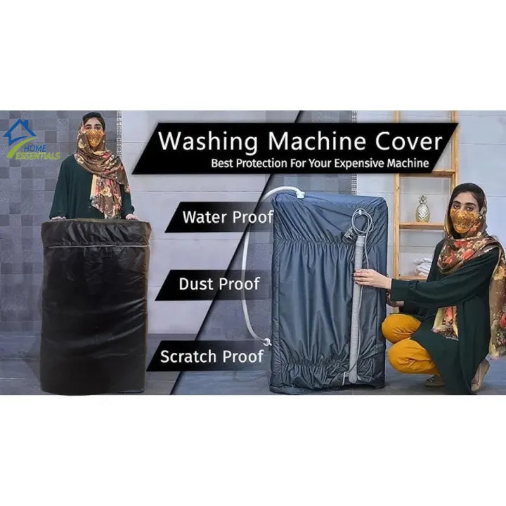 100% Waterproof Washing Machine Cover -Top Loader Automatic / Semi Auto Single Bowl All Brands Supported Durable Oxford Polyester - Washer and Dryer Covers for Sheds, Garages, Balcony, Black 8KG,9KG,10KG,11KG,12KG,13KG,15KG BY HOME ESSENTIALS