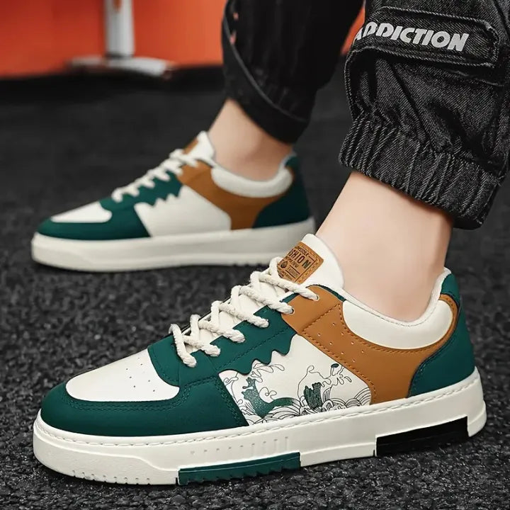 Sneakers for Men, All Season PVC Casual Style Sports Hiking Sneakers Blue & Beige Green Available