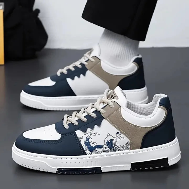 Sneakers for Men, All Season PVC Casual Style Sports Hiking Sneakers Blue & Beige Green Available