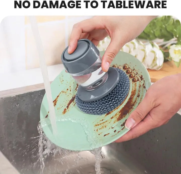2 in 1 Portable Kitchen Soap Dispensing Dishwashing Tool Brush, Palm Brush Easy To Use Scrubber Wash Kitchen Dish Cleaning Tools..