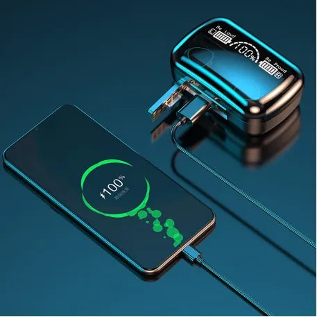 M10 TWS Bluetooth Earbuds with Mic – 3500mAh Power Bank Case, 9D Stereo Sound, Noise Cancelling, Sports Waterproof Wireless Earphones for Android