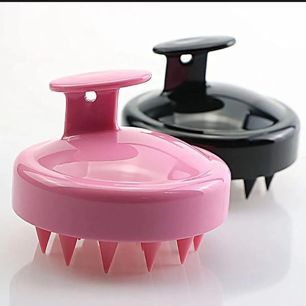Scalp Massager Brush Pink Black Silicone 3 Pack