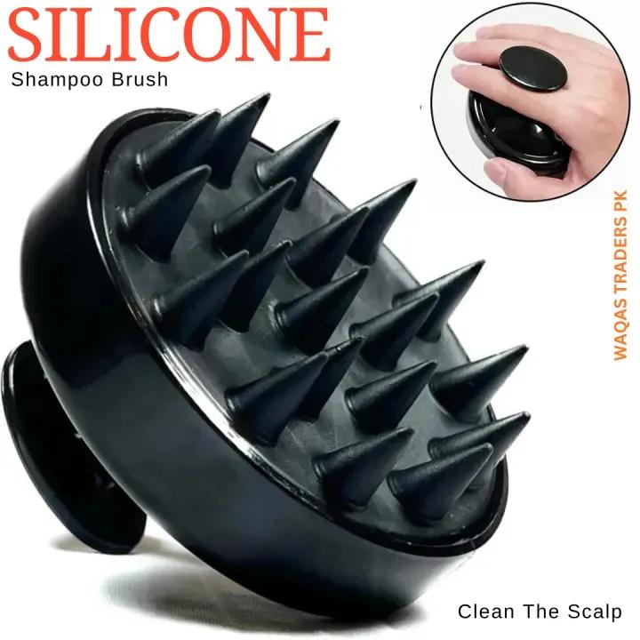 Scalp Massager Brush Pink Black Silicone 3 Pack