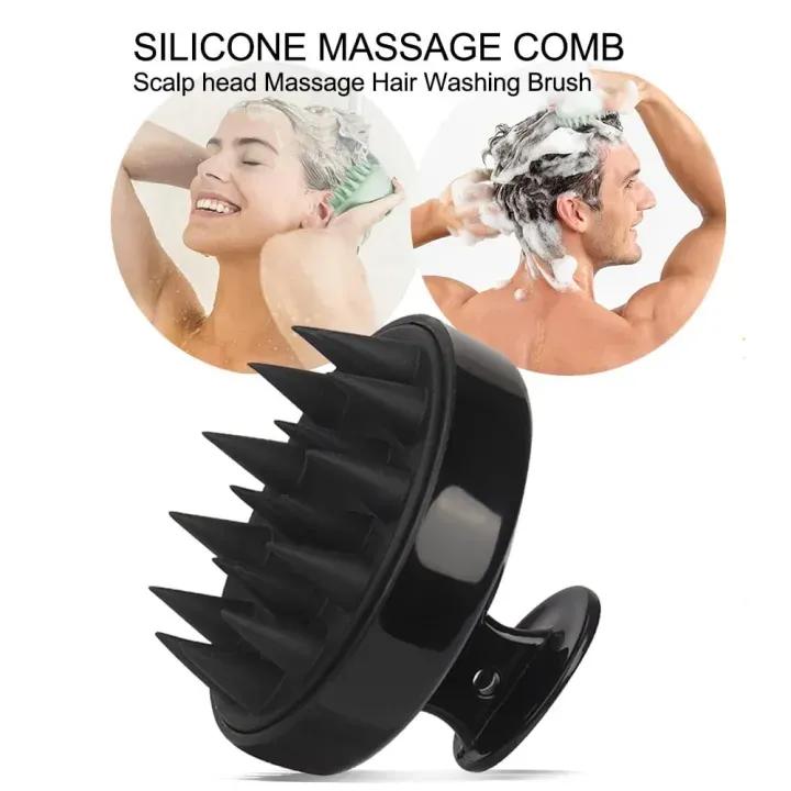 Scalp Massager Brush Pink Black Silicone 3 Pack