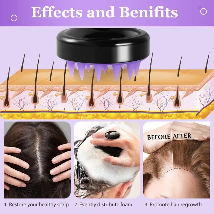 Scalp Massager Brush Pink Black Silicone 3 Pack
