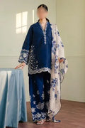 Blue Embroidered Lawn Shirt Set with Dupatta