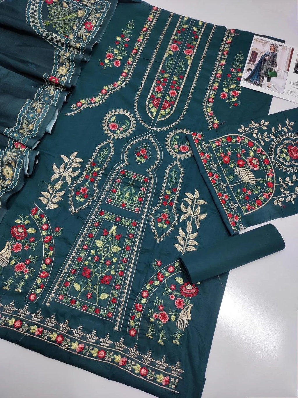 Pakistani Embroidered Blue Kurta Set with Dupatta