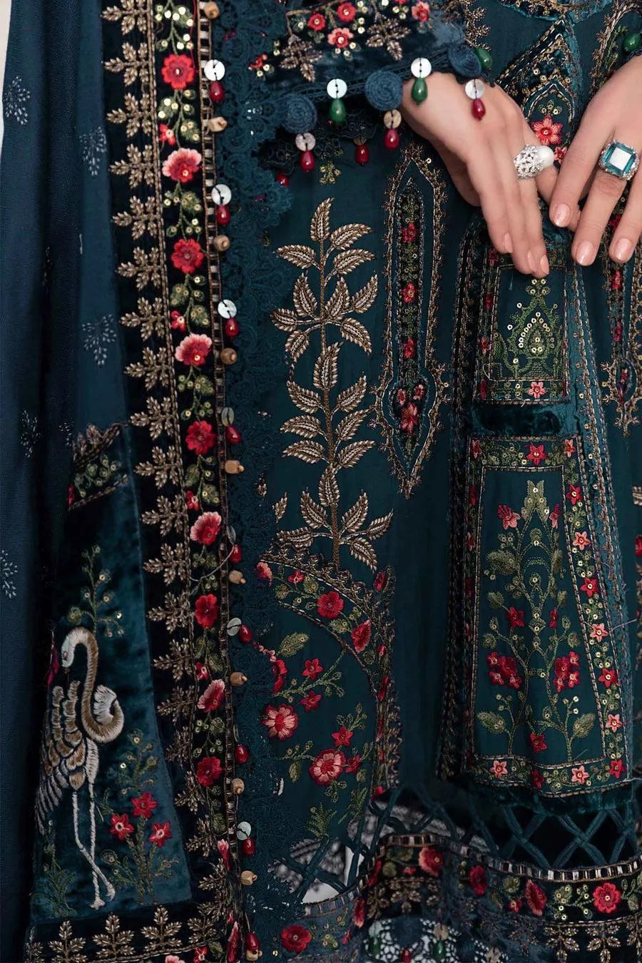Pakistani Embroidered Blue Kurta Set with Dupatta