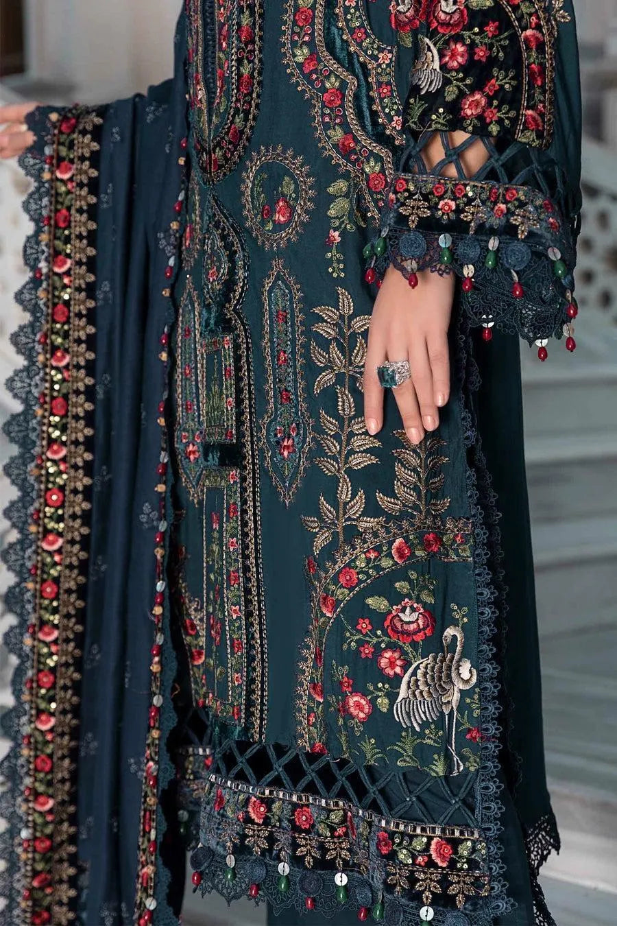 Pakistani Embroidered Blue Kurta Set with Dupatta
