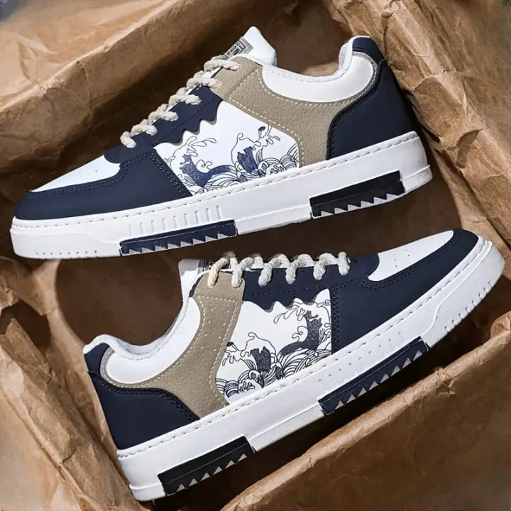 Sneakers for Men, All Season PVC Casual Style Sports Hiking Sneakers Blue & Beige Green Available