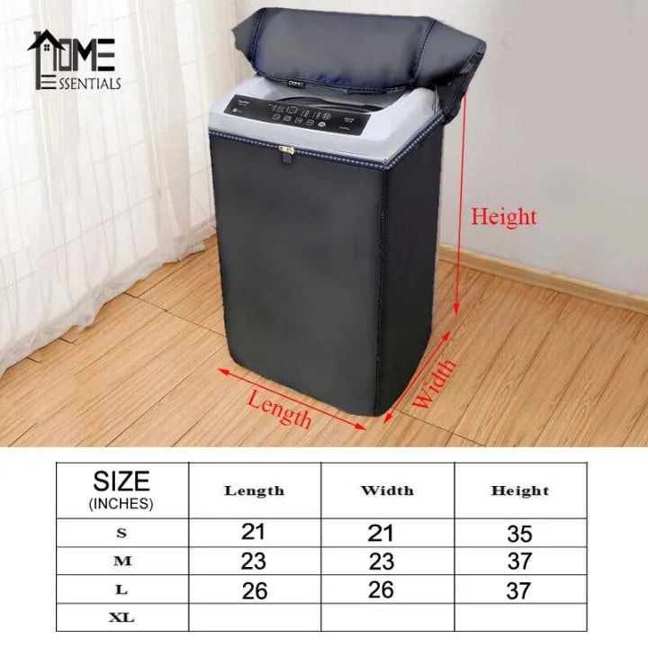 100% Waterproof Washing Machine Cover -Top Loader Automatic / Semi Auto Single Bowl All Brands Supported Durable Oxford Polyester - Washer and Dryer Covers for Sheds, Garages, Balcony, Black 8KG,9KG,10KG,11KG,12KG,13KG,15KG BY HOME ESSENTIALS