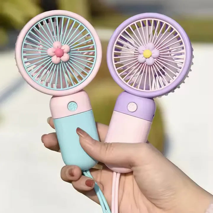 Summer USB Rechargeable Handheld Mini Fan Toy Cartoon Design for Kids Outdoor Portable Desktop Use