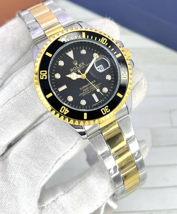 New Elegant Men Fashion Watch with Date Function, Stainless Steel Strap, and Black Dial - High-Quality Sports Style