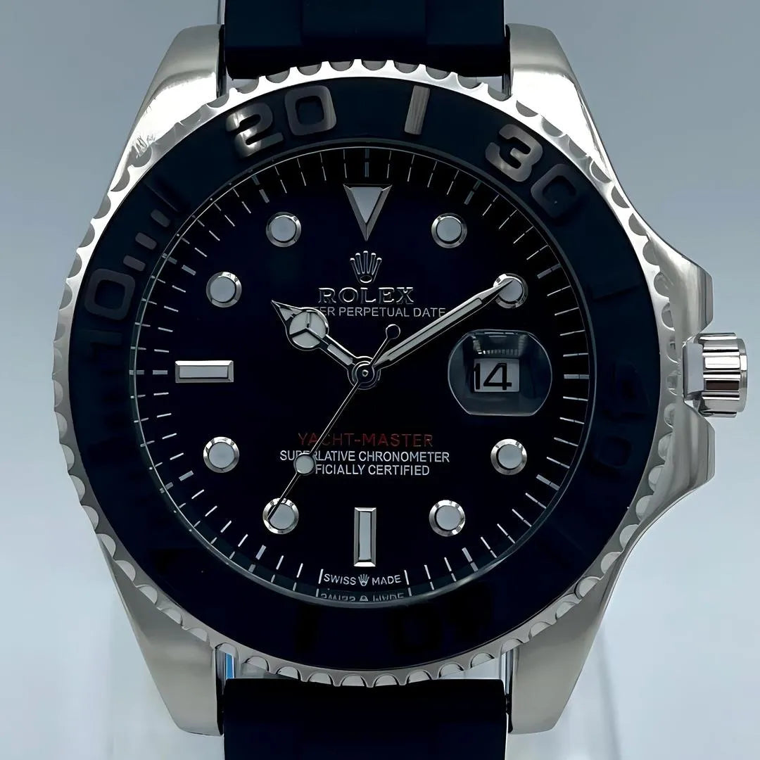 Rolex Quartz Black Dial Men's Watch Water Resistant Stainless Steel