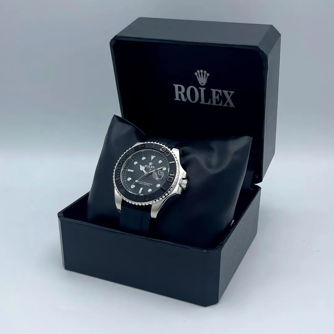 Rolex Quartz Black Dial Men's Watch Water Resistant Stainless Steel
