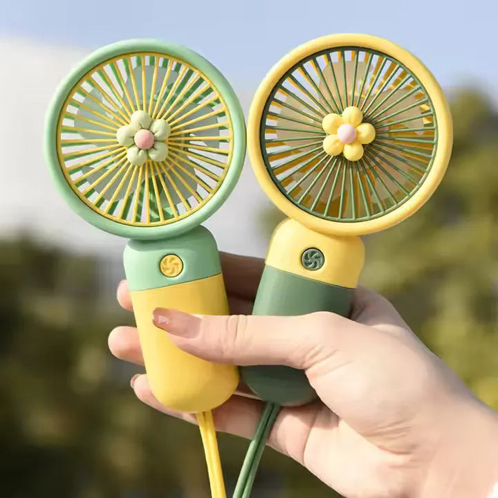 Summer USB Rechargeable Handheld Mini Fan Toy Cartoon Design for Kids Outdoor Portable Desktop Use