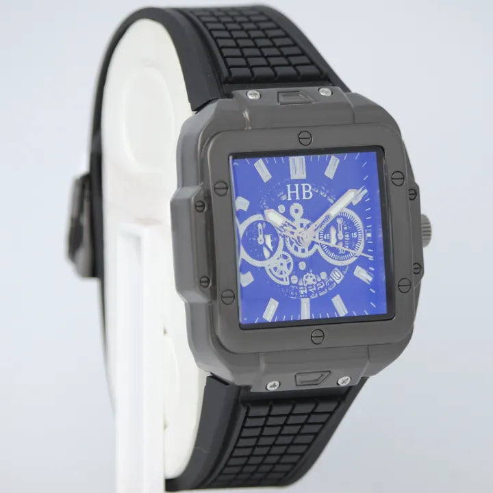 PERMIUM QUALITY Hublot Square Bang Unico black Strap and silver dail