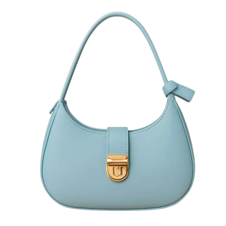 Blue Leather Shoulder Bag for Women