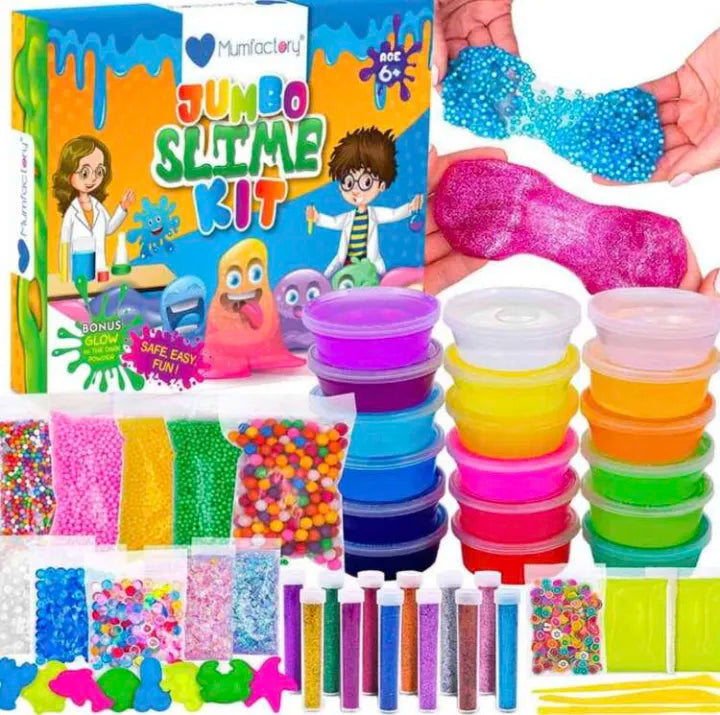 Mumfactory Slime 12 pcs / Glitter 6 bottle / Water Balloons / Orbeez balls / 1 clay mitti pics / 10 icream sticks china matti Jumbo Slime Kit Toys in Rs 299 Box Not Included
