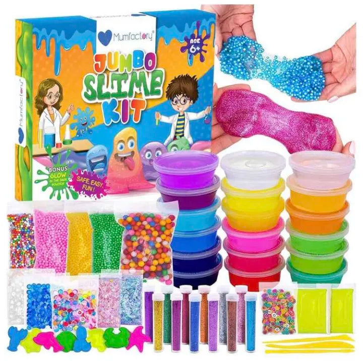Mumfactory Slime 12 pcs / Glitter 6 bottle / Water Balloons / Orbeez balls / 1 clay mitti pics / 10 icream sticks china matti Jumbo Slime Kit Toys in Rs 299 Box Not Included