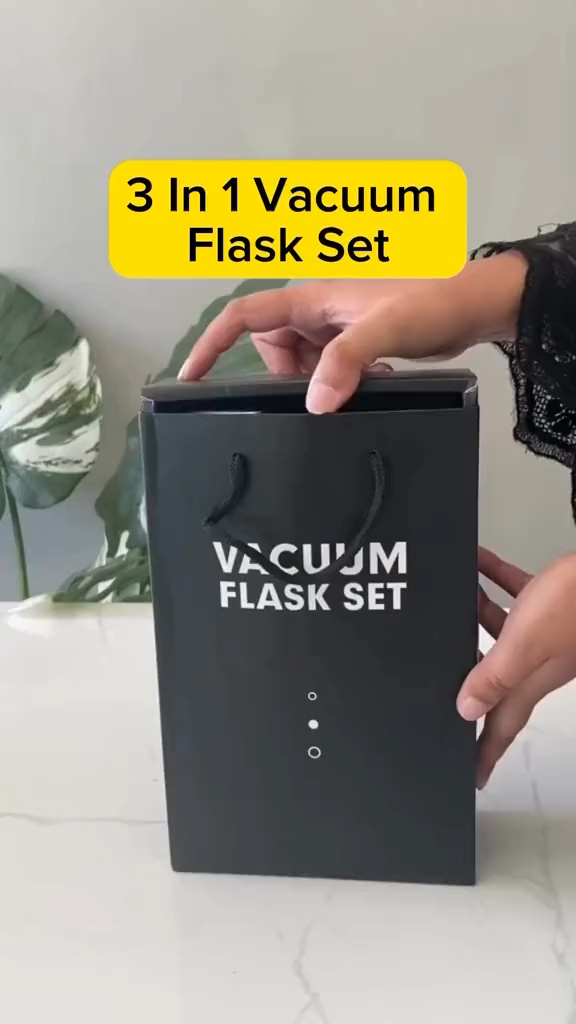 US Dealz Stainless Steel Vacuum Flask Set with 2 Cups Flask Combo Keeps Liquid Tea Coffee Cold Hot Bottle Drink Water Flask Bottle 500ml Vacuum Insulated Bottle (Multicolor)