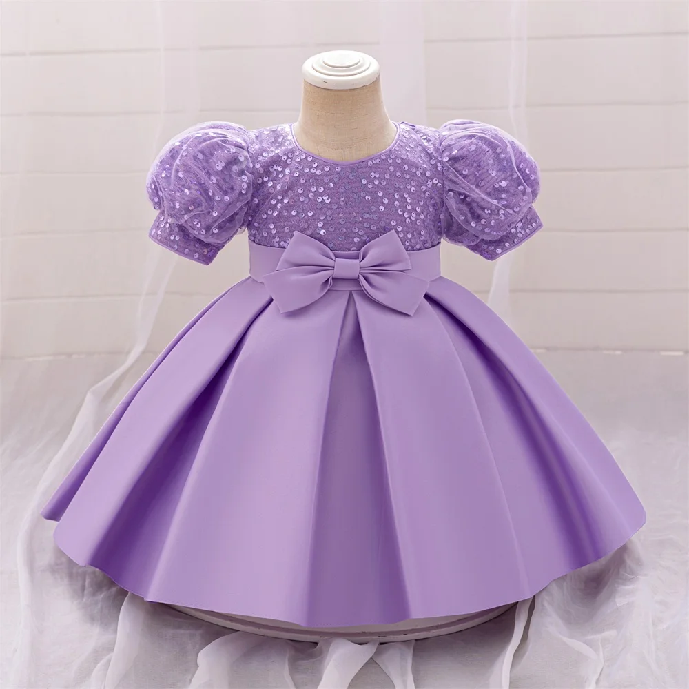 Baby Purple Sequined Butterfly Frock