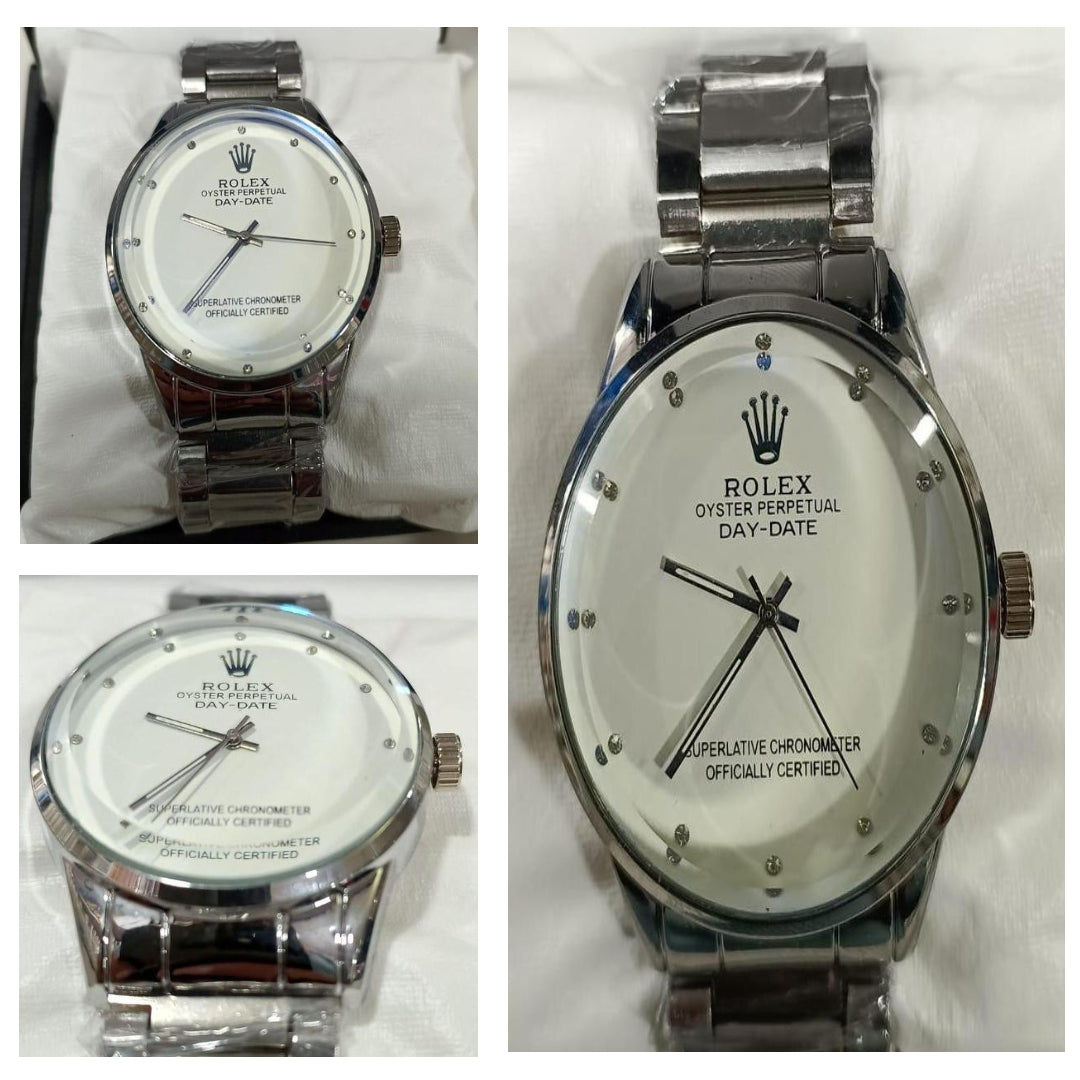 Rolex Men’s Stainless Steel Formal Watch – Premium Quartz Wristwatch for Men | Elegant Luxury Design (With Random Box)